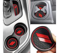 Auprite Anti Dust Mats for Dodge Challenger Accessories 2015 2016 2017 2018 2019 2020 2021 2022 2023,Custom Fits Cup Holder Liners Mats Door Pocket Center Console Liners (Red, 11pcs/kit)