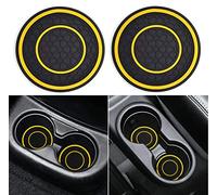 Auprite Car Cup Holder Coasters, 2 Pack Universal Auto Anti Slip Cup Holder Insert Coaster, Car Interior Accessories (Yellow)