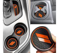 Auprite Non-Slip Anti Dust Mats for Dodge Challenger Accessories 2015-2022, Custom Cup Holder Liners Mats Door Pocket Center Console Liners (Orange/11Pcs)
