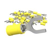 AUPROTEC 100x Fork Connector 4.0-6.0 mm² yellow AWG 12-10 hole-Ø M4 SV Vinyl semi-insulated Spade Crimp Terminals tinned copper Electrical Connectors