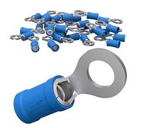 AUPROTEC 25x Ring Connector 1.5-2.5 mm² blue AWG 16-14 hole-Ø M10 RV Vinyl semi-insulated Spade Crimp Terminals tinned copper Electrical Connectors