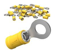 AUPROTEC 50x Ring Connector 4.0-6.0 mm² yellow AWG 12-10 hole-Ø M4 RV Vinyl semi-insulated Spade Crimp Terminals tinned copper Electrical Connectors