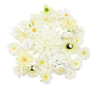 Auptiz 32 PCS Artificial Flower Heads for Decoration, Crafts Fake Flower Decoration, Silk White Flower Heads Bulk Mix for DIY Wedding Party Home Garden Decor (White)