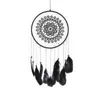Auptiz Feather Dreamcatcher for Bedroom, Boho Crochet Lace Dream Catchers Handmade Feather Dream Catcher Wall Art Hanging for Bedroom Home Decor Ornament Craft Gifts (Black)