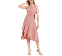 Aupuls Blush Plus Size Formal Dresses for Women V Neck Midi A Line Cocktail Party Gowns AUPG007 Blush XL