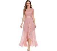Aupuls Cocktail Dress Ladies Lace Chiffon Dresses for Women UK Elegant Wedding Guest Long Dresses for Women Blush Pink Dresses for Women UK AUP7050 Blush 2XL