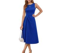 Aupuls Cut Out Semi Formal Cocktail Dress A Line Long Mother of The Bride Wedding Guest Dresses 2025 Sleeveless AUPG030 RoyalBlue XL