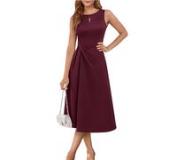 Aupuls Midi Dresses for Wedding Guest Flowy A Line Sleeveless Elegant Mother of The Bride Dress Formal AUPG030 Burgundy L