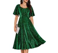 Aupuls Sparkly a Line Formal Dress for Women Elegant and Evening Dresses for Spring Wedding Guest AUPG025N Green XL