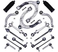 AUQDD 16Pcs Front End Suspension Kit Fit For 2017-2024 Te-sla Model 3, Control Arm w/Ball Joint, Sway Bar Link, Outer Inner Tie Rod End (# K623778 K623785 K623788 K750958 K750960 ES801553 EV801539)