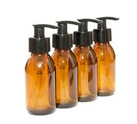 Aura 100ml Amber Syrup Bottles with Black Pumps - Pack of 4