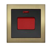 Aura 45A DP Single Switch with Neon Indicator - Double Pole Isolator Switch for Electric Cookers, Hobs or Showers - Modern, Premium, Easy to Install - 88x88mm, Requires 35mm Box Depth - Matt Black