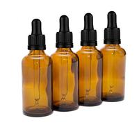 Aura 50ml Amber Glass Bottles with Glass Pipettes - Pack of 4