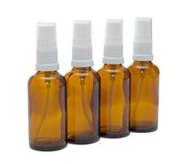 Aura 50ml AMBER Glass Bottles with White Atomiser Sprays - PACK of 4