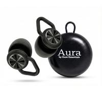 Aura by Rave Essentials High-Fidelity Ear Plugs | 18 dB Reusable Hearing Protection for Concerts, Festivals & DJs | Soft Silicone Earplugs with Carry Case (4 Sizes XS-L, Black)
