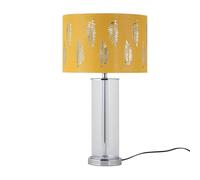 Aura - Chrome Table Lamp with Ochre Fern Cut Out Silver Inner Shade
