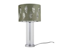 Aura - Chrome Table Lamp with Sage Green Fern with Silver Inner Shade
