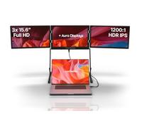 AURA DISPLAYS Triple Aero Pro Max 15.6" | Premium Portable Triple Monitor Extension | All-Aluminum | Four Displays | 3×15.6" FHD 1080p HDR IPS | USB-C & HDMI |