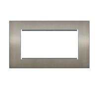 Aura Double Euro Module Plate - 4 Gang Wall Plate for 2x50mm or 4x25mm Euro Modules - Sleek Electrical Outlet Cover with Concealed Screws - Face Plate for HDMI, Ethernet, AV & Power - Brushed Nickel