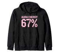 Aura Energy 67 Meme Funny Internet Joke Viral Trend Humor Zip Hoodie