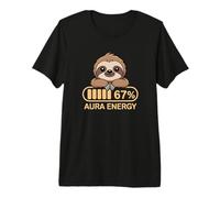 Aura Energy 67 Percent Six Seven Meme Sloth Premium T-Shirt