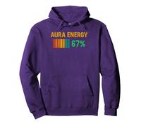 Aura Energy at 67% Funny Six Seven Meme Gen Alpha Slang 67 Pullover Hoodie, Adult Unisex, Purple, Medium