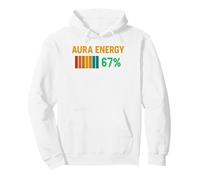 Aura Energy at 67% Funny Six Seven Meme Gen Alpha Slang 67 Pullover Hoodie, Adult Unisex, White, Small