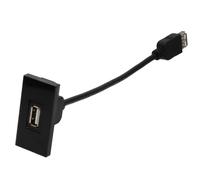 Aura Euro Module USB 2.0 Panel Mount Type A Fly Lead Nickel Plated Black