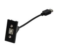 Aura Euro Module USB 2.0 Printer B Type Female Panel Mount Fly Lead Nickel Black