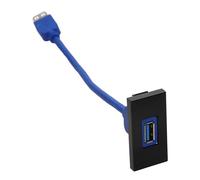 Aura Euro Module USB3.0 5Gbps Panel Mount Type A Fly Lead Nickel Plated Black