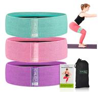 Aura Fabric Resistance Bands Set | 3 Levels of Resistance, Booty Bands for working out | Non-Slip Thick Exercise Band for Legs, Hips & Butt | Perfect for Home, Gym & Travelling Workouts