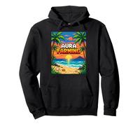 Aura Farming Beach Sunset Pixel Gen Z Slang Genz Pullover Hoodie