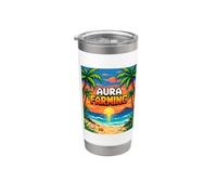 Aura Farming Beach Sunset Pixel Gen Z Slang Genz Stainless Steel Insulated Tumbler
