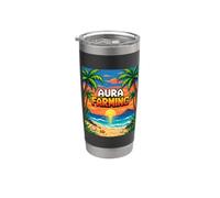 Aura Farming Beach Sunset Pixel Gen Z Slang Genz Stainless Steel Insulated Tumbler