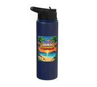 Aura Farming Beach Sunset Pixel Gen Z Slang Genz Stainless Steel Insulated Water Bottle