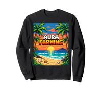 Aura Farming Beach Sunset Pixel Gen Z Slang Genz Sweatshirt