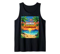 Aura Farming Beach Sunset Pixel Gen Z Slang Genz Tank Top