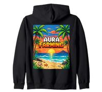 Aura Farming Beach Sunset Pixel Gen Z Slang Genz Zip Hoodie