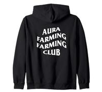 Aura Farming Club Wavy Text Internet Culture Zip Hoodie