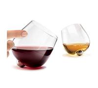 Aura Glass 14oz Stemless Aerating Wine Glasses (Set of 2) - No Spill Glass Tumblers for Red or White Wines that spin on a stainless steel ball, Coasters sold separately, Made in USA
