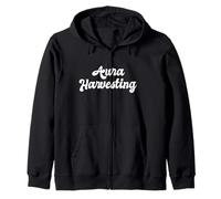 Aura Harvesting Positive Energy Tween Teen Funny Gen Z Slang Zip Hoodie
