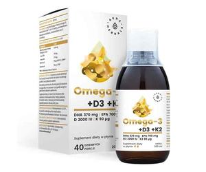 Aura Herbals Omega-3 + Witamina D3 2000IU + K2 MK-7 200 ml w płynie