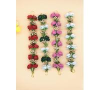 AURA MART Artificial Flower Gajra/Juda, Flower Bun/Bridal Gajra For women/Girls Pack_04, Color_Multi