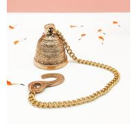 AURA MART Brass Wall Hanging Bells for Home Mandir Temple Living Room Decoration Pooja Decorative Items Puja Bell Air Size 1.7 x 1.7 Inch Chain Length 11.4 Inches Brass