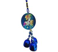 AURA MART Car Mirror Hanging Decorative Items Accessories Radha Krishna Evil Eye Hanging Wind Chime for Window Balcony Garden Decoration, Nazar Battu for Home Entrance