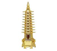 AURA MART Education Tower Feng Shui for Students, Pagoda Tower Vastu Items for Good Luck and Academic and Business Success, Fengshui Items (Golden, 14 cm)