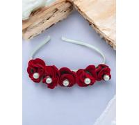 AURA MART Flower Hair Band For Baby Girls/Flower Head Band,Bridal Hair Band For Women Pack_1, Color_Red