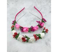 AURA MART Flower Hair Band For Baby Girls/For Women Pack-02, Color- Pink & White
