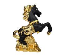 AURA MART Golden Lucky Running Horse Vastu Feng Shui with Black Terracotta for Positive Energy Vibrations/Wealth Home Decor & Gifting.