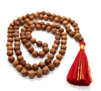 AURA MART Handcrafted Original White Sandalwood Mala 108+1 Beads | Safed Chandan Knotted Jaapmala | 6 MM Wooden Prayer Beads Rosary for Meditation, Pooja, Mantra Chanting & Spiritual Jewelry